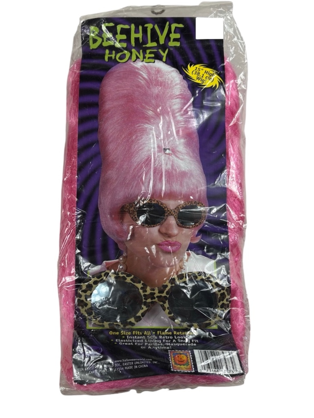 Fun World Honey Pink Beehive Costume Wig Tall 15" Retro 50s 60s Cosplay NIP